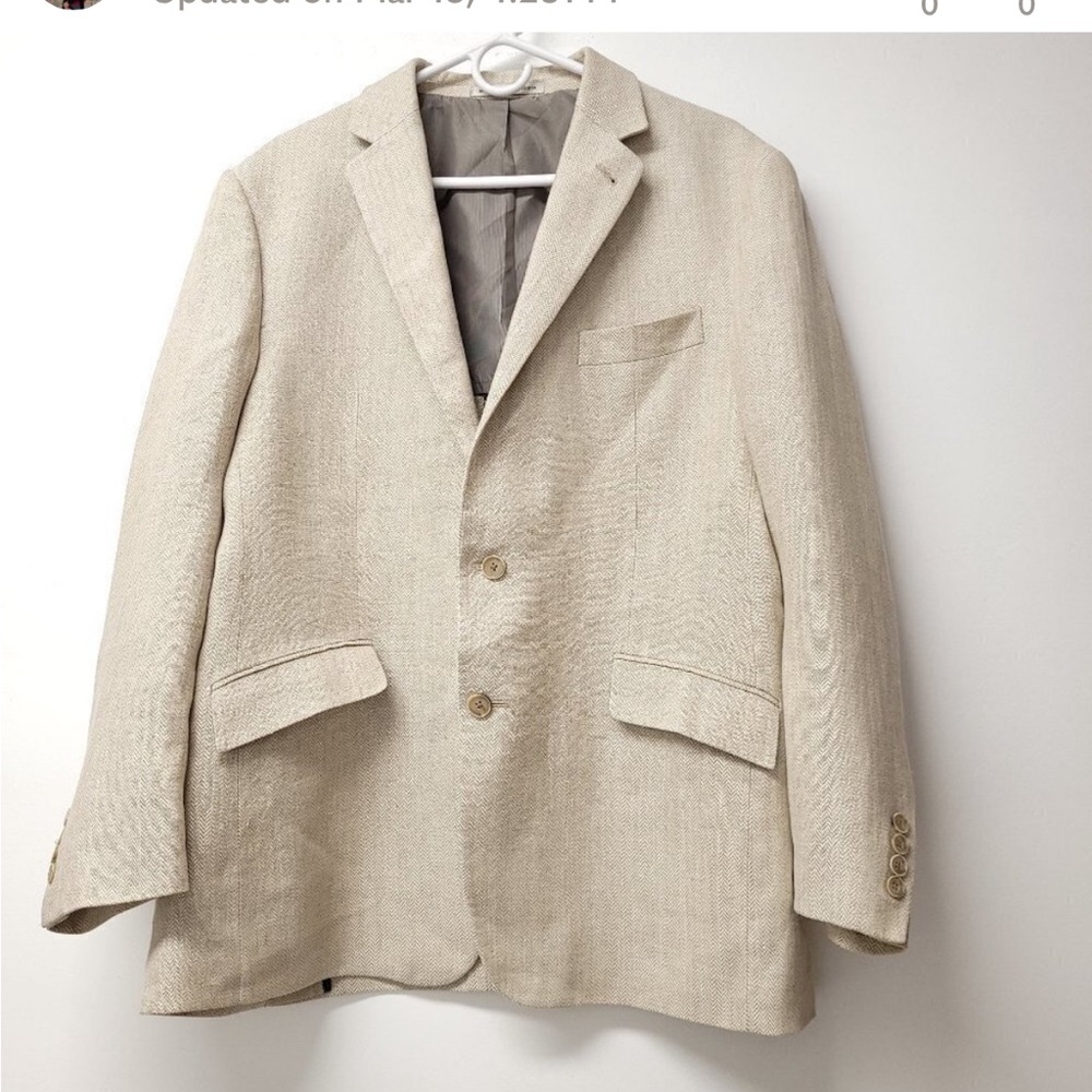 Joseph Abboud Heritage Mens Linen Blazer Size 44R Natural